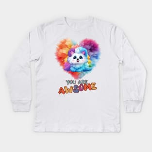 Fluffy: "You are awsome" collorful, cute, furry animals Kids Long Sleeve T-Shirt